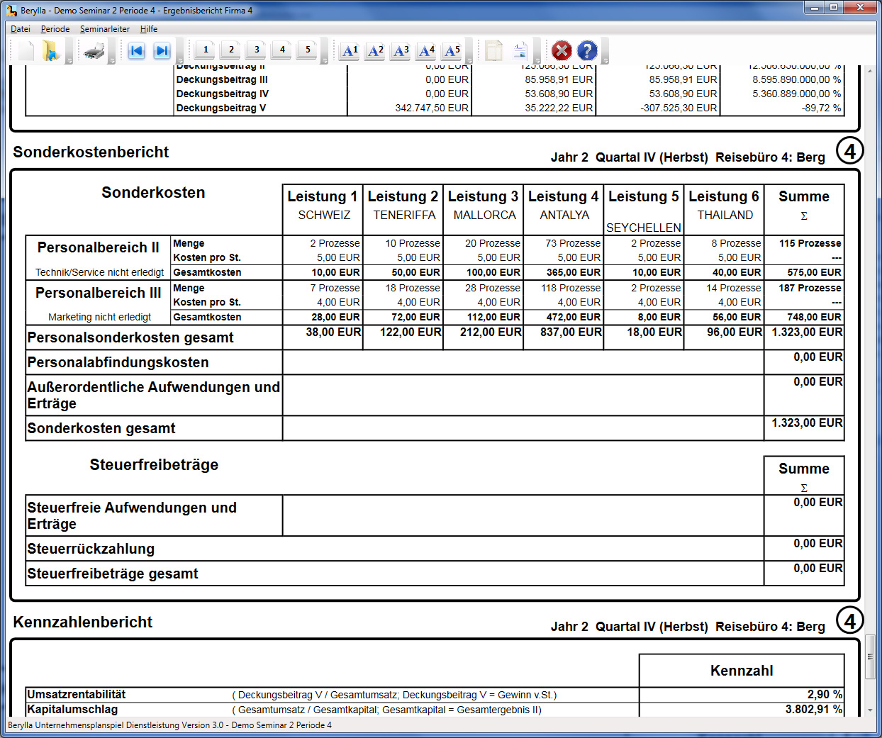 Screenshot Berylla - Sonderkostenbericht